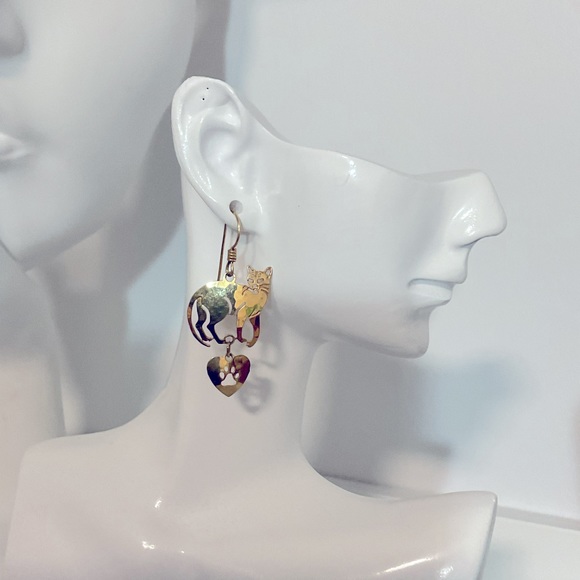 Vintage Wild Bryce 14K GF Cat Dangle Earrings - Picture 2 of 5